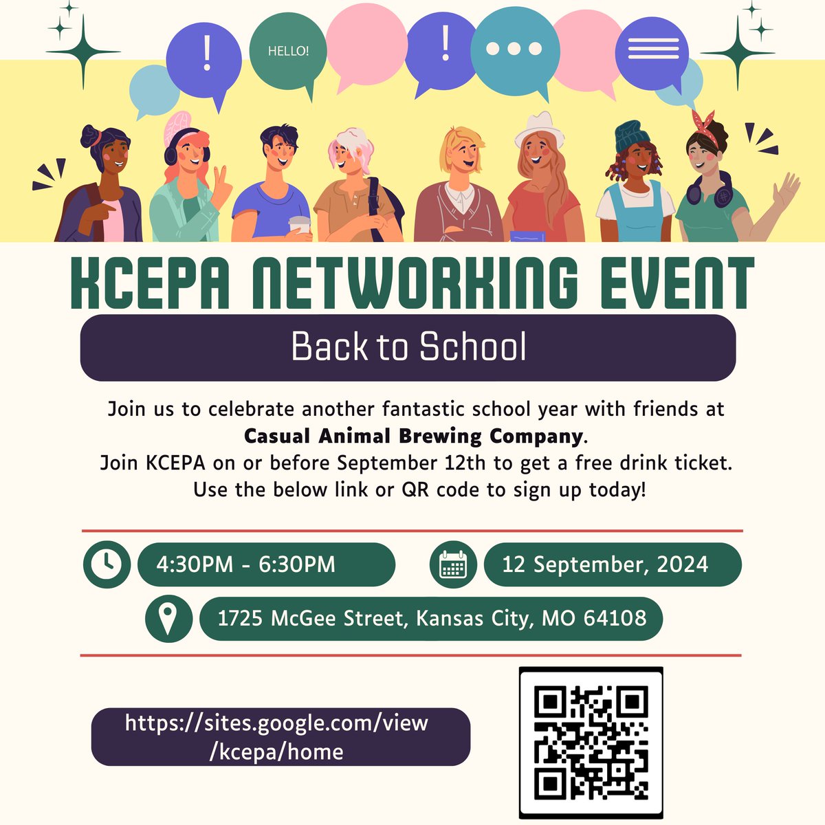 Save the Date for our Back to School Kick Off Event on Thursday, September 12th <a href="/CABrewing/">CasualAnimalBrewing</a> from 4:30-6:30pm.  We would love to see you there! #BetterTogether #BestYearYet #KCEPARocks