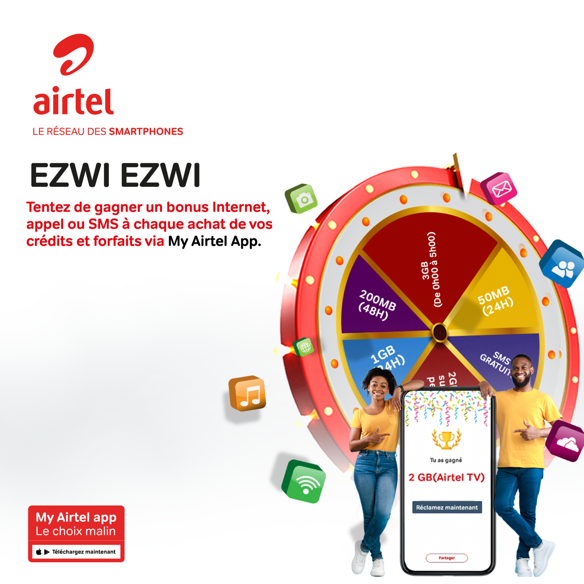 airtelrdc's tweet photo. C’est trop facile de gagner avec Airtel!

Fais seulement tes opérations sur My airtel app et reçois des bonus internet, appels ou sms pour toutes tes opérations sur My airtel app

Télécharge My airtel app https://t.co/mrq3HtzZtk 

#AirtelRDC https://t.co/eTSIijcyy6