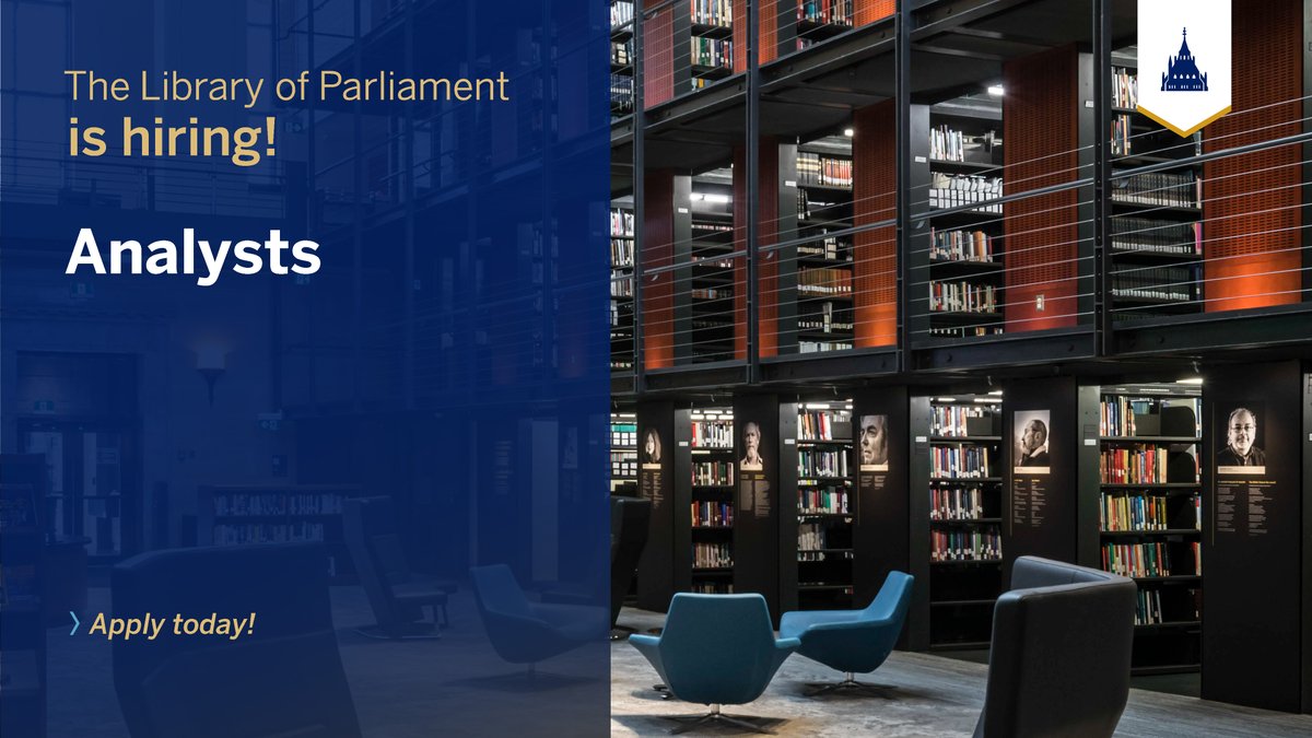 LibraryParlCA's tweet photo. Interested in working at the heart of Canadian democracy? Apply to be an analyst at the #LibraryParl where you will deliver high-quality, non-partisan research to parliamentarians.
👉 Apply no later than 1 September 2024: https://t.co/8eG4enfRbS https://t.co/8Tw3rDjkvn