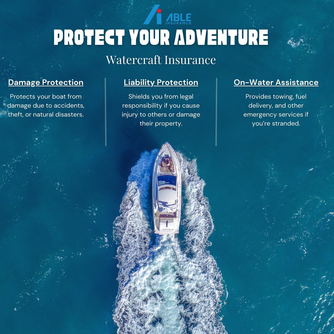 able_insurance's tweet image. Set sail with peace of mind! Contact us today to learn more about our watercraft insurance options. 🛥️ #WatercraftInsurance #BoatInsurance#AbleInsurance #AbleInsuranceBrokers #SummerSafety #BoatLife #YachtInsurance #MarineInsurance #BoatOwners #LakeLife #SafeBoating