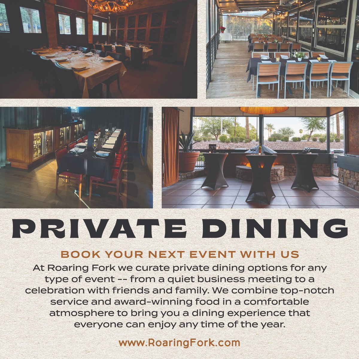 Planning an upcoming event?  Contact us about private dining options roaringfork.com/#privatedining