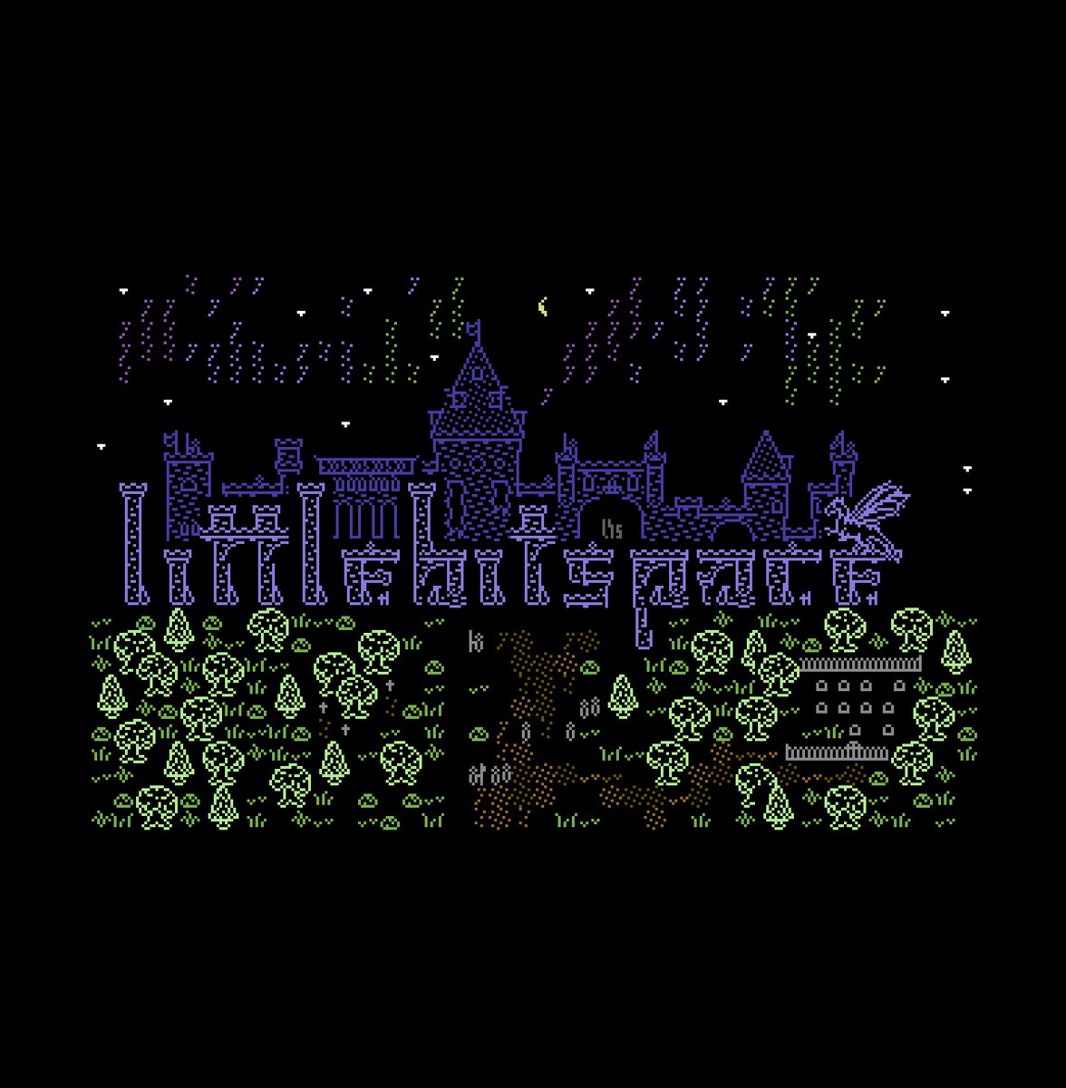 littlebitspace's tweet photo. Castle 1.0
I had forgotten this silly #c64 font I made a while back. Who would've guessed it works for typography?
#ascii #asciiart #art #bbs #commodore64 #digital #digitalart #petscii #text #textart #textmode #8bit #8bitart #castlekit #typedesign #typography #castle #pixelart https://t.co/iyVw7Zhbtr