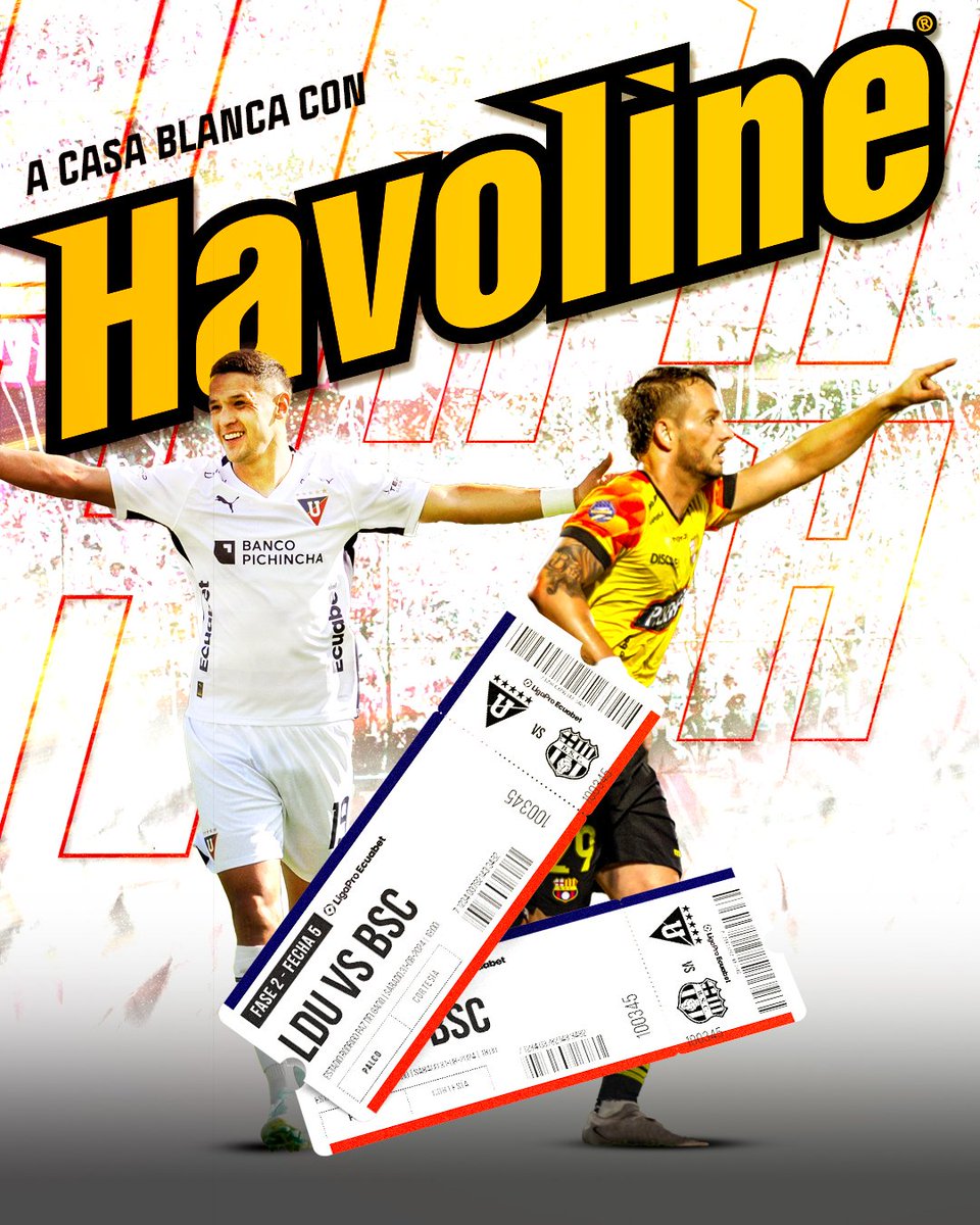 ¡AL ESTADIO CON HAVOLINE! 🙌⚽

Cumple los siguientes pasos:
•⁠ ⁠Síguenos en nuestras redes sociales
•⁠ ⁠⁠ Da me gusta y RT a esta publicación.
•⁠ ⁠⁠Menciona a tu acompañante

Y eso es todo ✅

¡Ya estás participando por entradas para alentar a #LDU en su partido ante