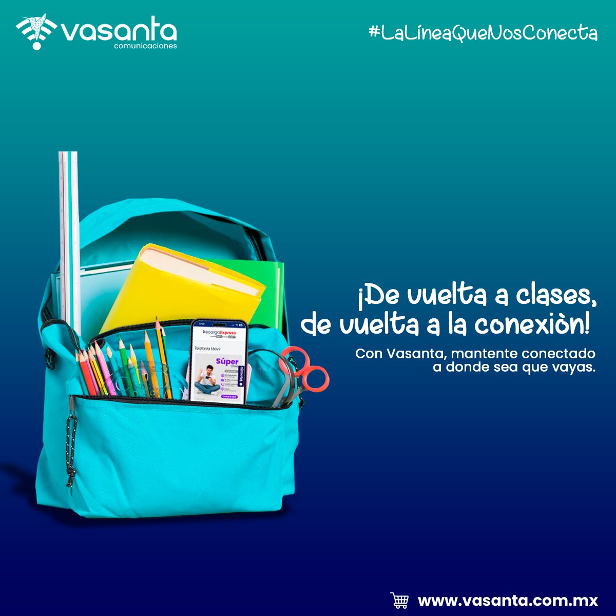 VASANTAMX's tweet photo. ¡Conéctate al éxito este regreso a clases con la mejor telefonía móvil! 📚 ✏️
¡Feliz inicio de clases!✨

🛒 Compra  tu SIM https://t.co/B60zGNJ0uL https://t.co/rNmTYZALBz