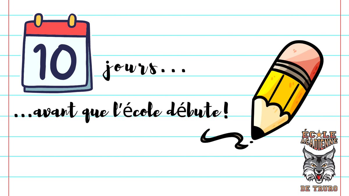 Le compte à rebours a commencé, plus que 10 jours avant le rentrée scolaire 🥳! Chers élèves, on se réjouit de vous revoir le jeudi 5 septembre à l'école 😊.
À tout bientôt!