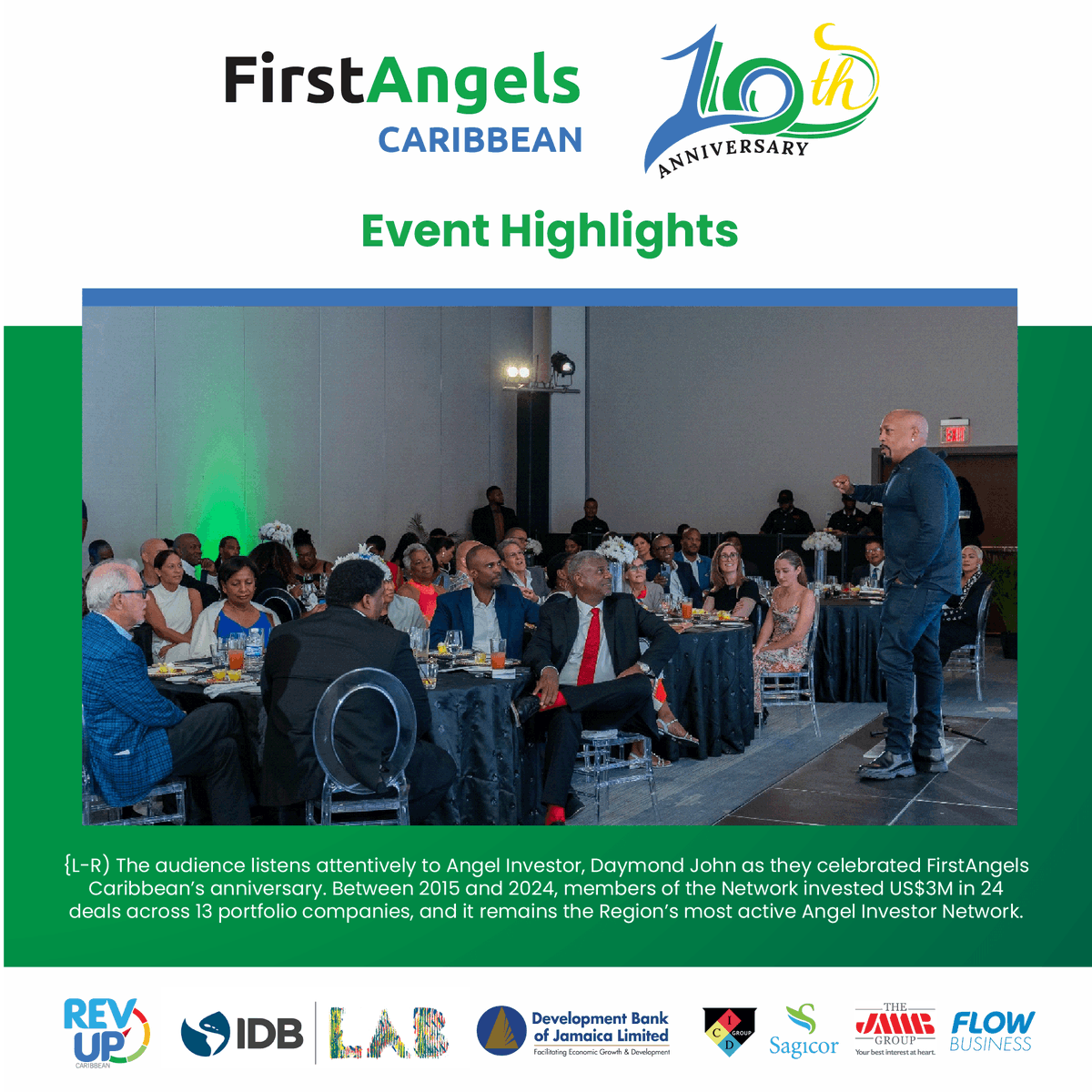 FirstAngelscari's tweet photo. An evening to remember! The FirstAngels Caribbean 10th Anniversary Dinner was filled with inspiring moments, and a celebration of entrepreneurship. Here's to 10 years of innovation, collaboration, and transforming ideas into reality. #FirstAngelsCaribbean #Anniversary #Innovation https://t.co/HYx70hb9EG