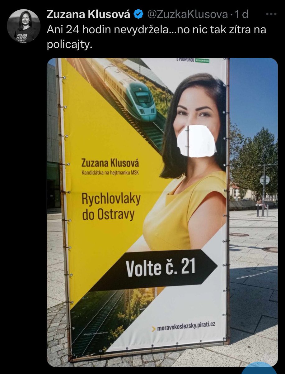 bruhokat's tweet photo. @jirixdolezal Slečínka @ZuzkaKlusova na svém profilu fňuká nad mírou nezaměstnanosti v kraji, ale když se má postavit moderní továrna, tak to bez mrknutí oka zařízne a pak ještě běží na policajty, aby jí našli umělce, který jí vylepšil vizáž 😂 https://t.co/nu4fNKf2OA