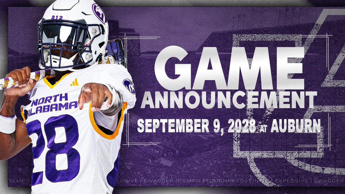 𝐒𝐄𝐄 𝐘𝐎𝐔 𝐎𝐍 𝐓𝐇𝐄 𝐏𝐋𝐀𝐈𝐍𝐒 ✍️

For the first time ever, UNA will face Auburn at Jordan Hare Stadium in 2028!

More information at RoarLions.com

#RaiseTheROAR | #RoarLions 🦁