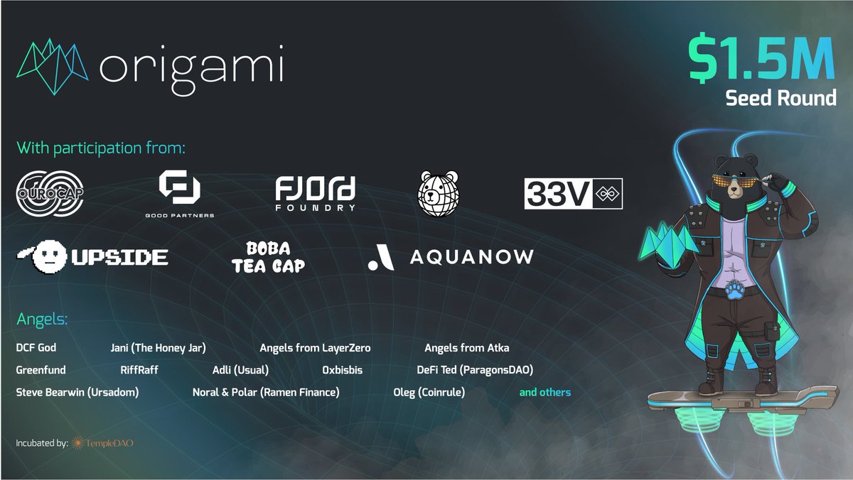 🔸SEED RAISE ANNOUNCEMENT🔸

henlo we are excited to announce origami has secured $1.5M in seed funding 🎉 🌱