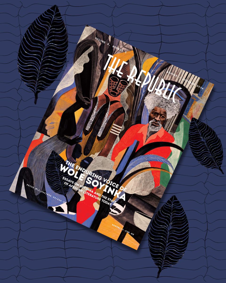 republicjournal's tweet photo. Our latest magazine issue highlights African literature, particularly focusing on the impact of literary giant, Wole Soyinka, and his importance to literature across and beyond Africa.

The Enduring Voice of Wole Soyinka is now available!

Order here: https://t.co/WimjxxL2cw

Cover by Diana Ejaita