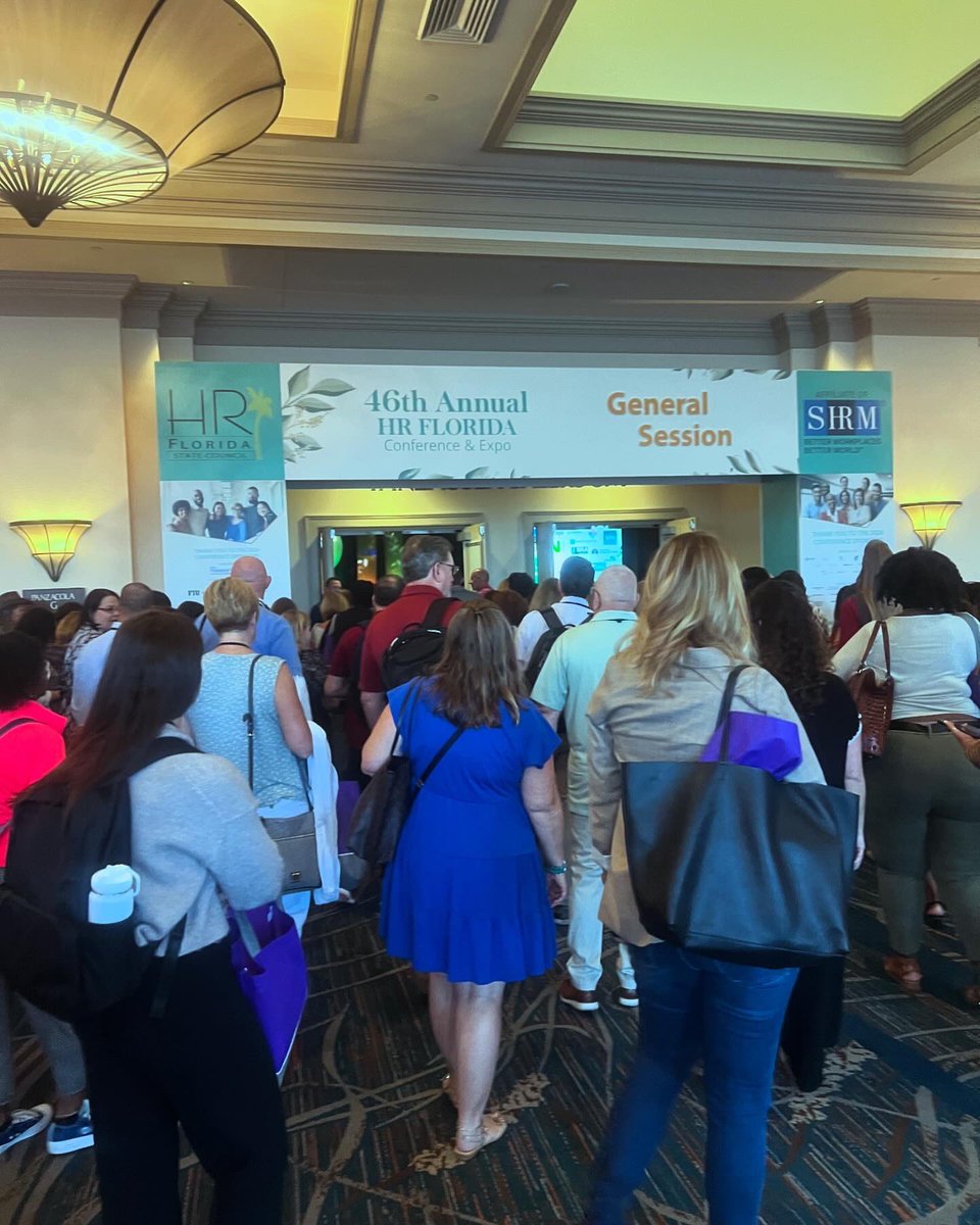KimmieBTampa's tweet photo. Feeling the buzz this morning for the opening session #HRfL24 such amazing energy in the room. Ready to get my learn on!  @JonPetz 
is IN THE HOUSE👍. Let”s Go https://t.co/LlKcqUJHm4