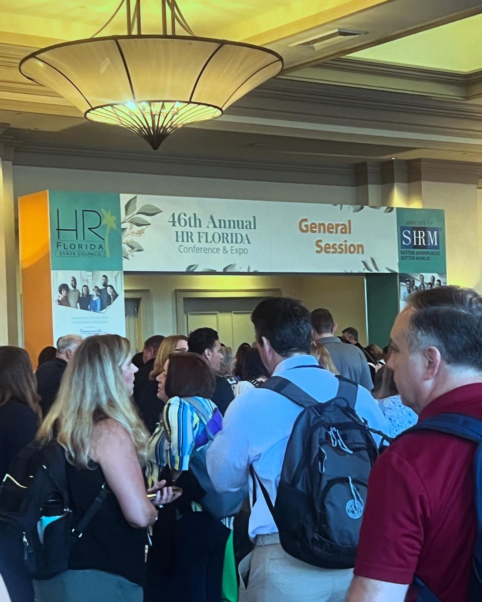 KimmieBTampa's tweet photo. Feeling the buzz this morning for the opening session #HRfL24 such amazing energy in the room. Ready to get my learn on!  @JonPetz 
is IN THE HOUSE👍. Let”s Go https://t.co/LlKcqUJHm4