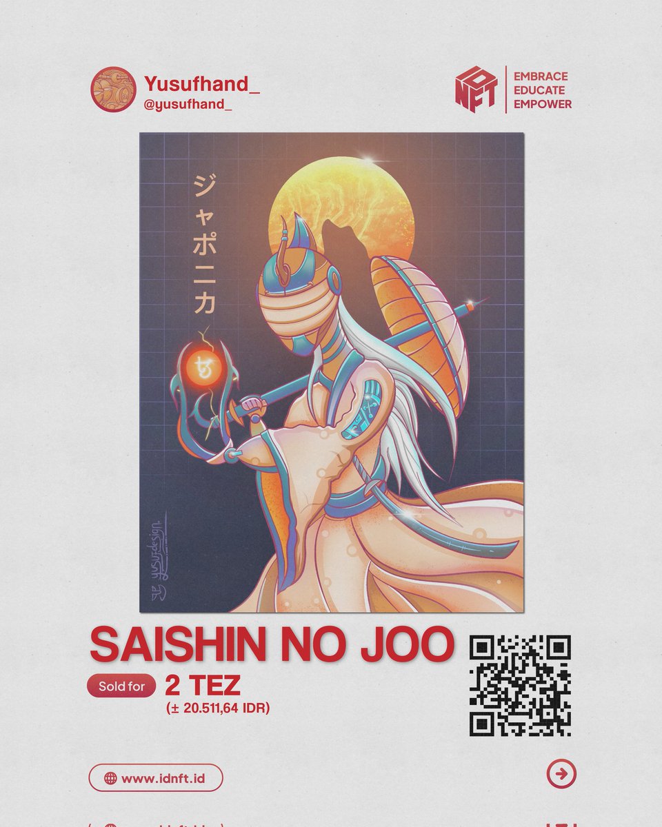 idnft_'s tweet photo. ‘Flame in the Darkness’ Sold for 1 TEZ by @vincentstrdva
‘SAISHIN NO JOO’ Sold for 2 TEZ by @yusufhand_
‘Luna’ Sold for 3 TEZ by @agustini_tandean
‘Picopops #23’ Sold for 0.4 SOL by @picopops
LFG! 🔥
#IDNFT #NFT #CreatorNFT #CreatorSalesOfTheWeek #NFTCommunity https://t.co/UAeSe5Qt0p