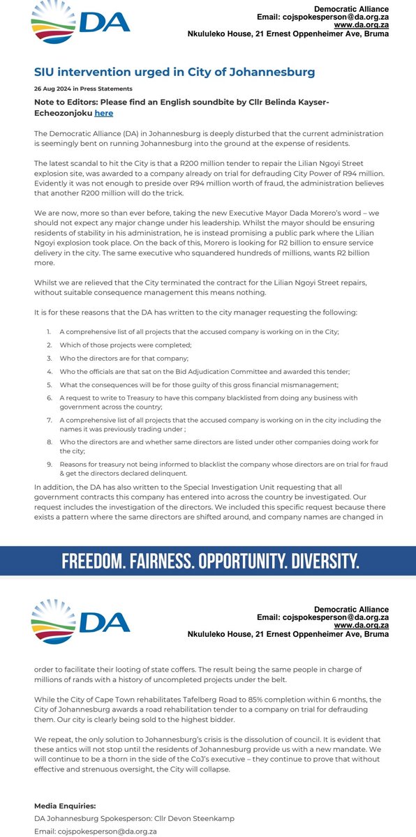 DA Joburg Caucus tweet media