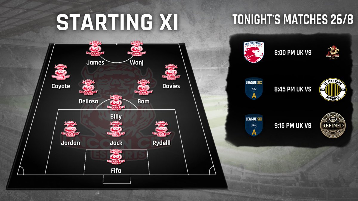 Our Lineup for tonight’s games in <a href="/OfficialVPG/">Virtual Pro Gaming</a>. 

Our last league games tonight before the play offs in the EU league!

<a href="/VPGUK/">VPG United Kingdom</a> 
🆚 #MilleniumeSports (A) 20:00 
🆚 <a href="/RagingBullsES/">Raging Bulls ES</a> (H) 20:30

<a href="/VPGEurope/">Virtual Pro Gaming | Europe</a> 
🆚 #ElTikiTaka (H) 20:45 
🆚 <a href="/REFINEDBALLERS/">REFINED BALLERS</a> (A) 21:15

Good luck to our