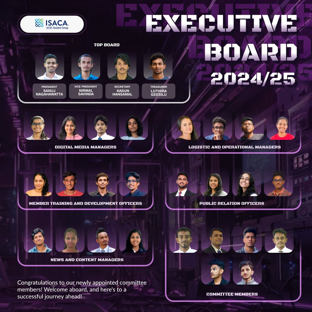 ucscisg's tweet photo. Introducing the Executive Board for 2024/25!✨

We’re excited to unveil the Executive Board of the ISACA Student Group of UCSC for the term 2024/25! 

Get ready for a year filled with dynamic activities, exciting events, and opportunities to connect and grow! 🚀

#UCSC #UCSCISACA https://t.co/9ytaOfnpC1