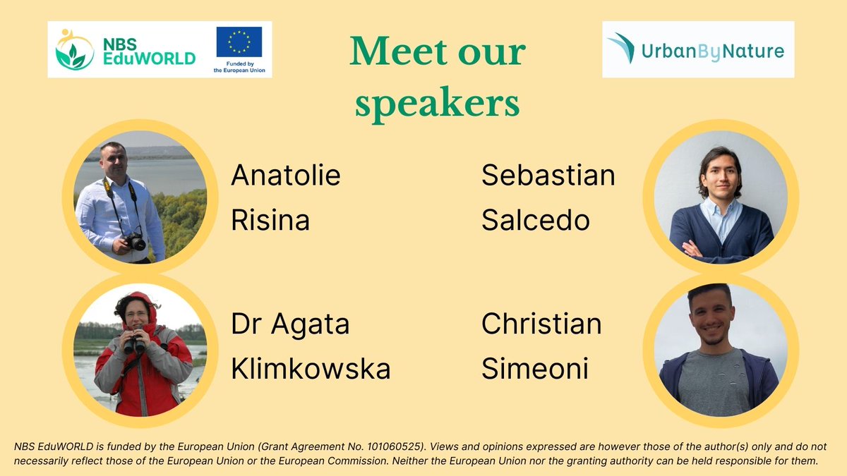 🌍Join us for the 2nd UrbanByNature NBS EduWORLD Webinar!  Speakers include Anatolie Risina on governance, Dr Agata Klimkowska on peatlands and students Sebastian Salcedo &amp; Christian Simeoni sharing innovative NBS ideas. 🌿🔬 Register here: shorturl.at/0OdvR #NBScommunity