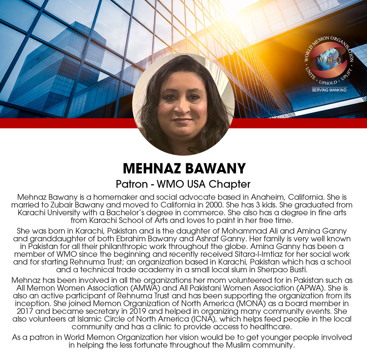 wmoworld's tweet photo. We warmly welcome our newly appointed Patron from the WMO USA Chapter
#WMO #WMOWORLD #MEMON #WMOUSA #WMOMEMBERS https://t.co/g5ib8tKwJc