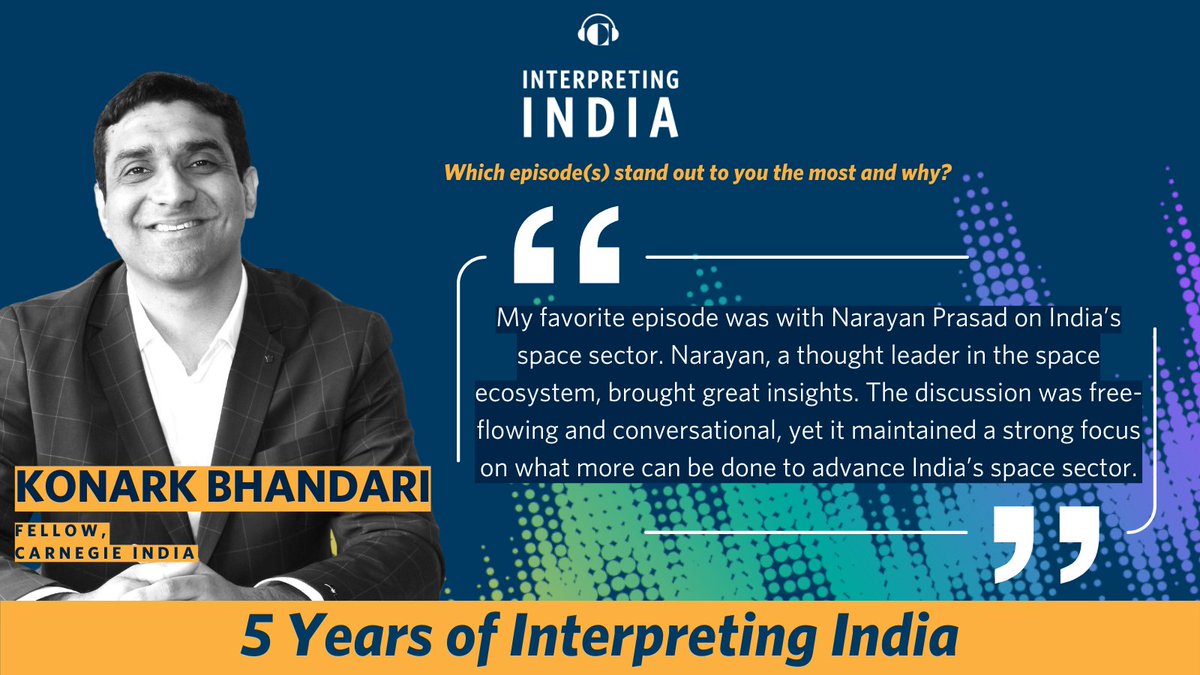 Carnegie India (@carnegieindia) on Twitter photo <a href="/AnirudhBurman/">Anirudh Burman</a> <a href="/suyashrai/">Suyash Rai</a> <a href="/mehtasaurus/">Shibani Mehta</a> <a href="/KonarkBhandari/">Konark Bhandari</a> Highlighting memorable moments from #InterpretingIndia, <a href="/KonarkBhandari/">Konark Bhandari</a> reflects on his favorite episode with <a href="/cosmosguru/">Narayan Prasad</a>, focusing on key developments in India’s space sector. 🎧interpreting-india.simplecast.com/episodes/india… <a href="/AnirudhBurman/">Anirudh Burman</a> <a href="/suyashrai/">Suyash Rai</a> <a href="/mehtasaurus/">Shibani Mehta</a> <a href="/KonarkBhandari/">Konark Bhandari</a> Highlighting memorable moments from #InterpretingIndia, <a href="/KonarkBhandari/">Konark Bhandari</a> reflects on his favorite episode with <a href="/cosmosguru/">Narayan Prasad</a>, focusing on key developments in India’s space sector. 🎧interpreting-india.simplecast.com/episodes/india…
