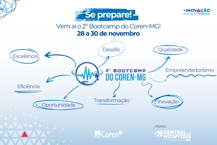 Coren-MG está preparando a 2ª Edição do Bootcamp! Mais um evento especial e inovador para a enfermagem mineira. O link para mais informações e inscrição é even3.com.br/SEIC-MG