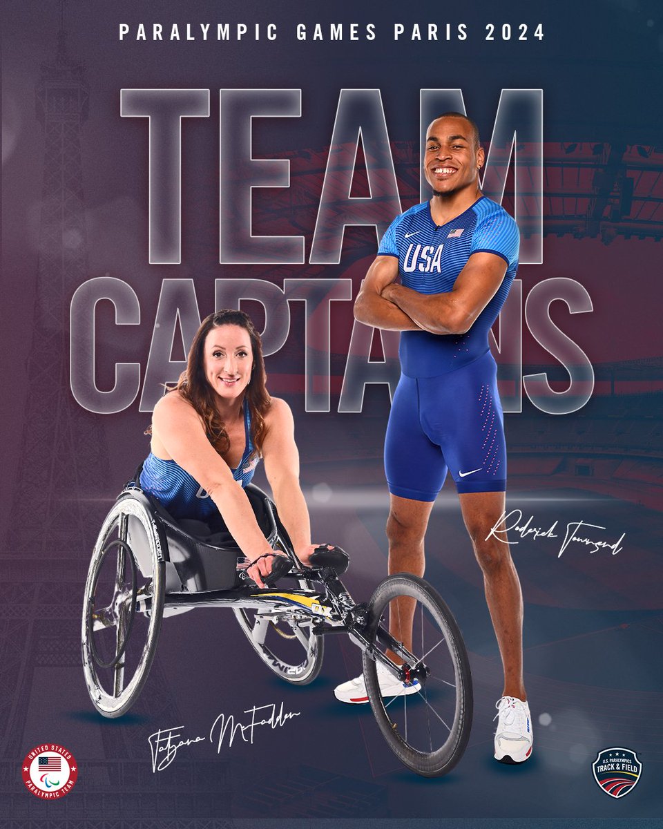 Two of the greatest of all time will serve as our team captains in Paris 🫡

Our team voted @tatyanamcfadden and Roderick Townsend team captains for the #ParisParalympics!