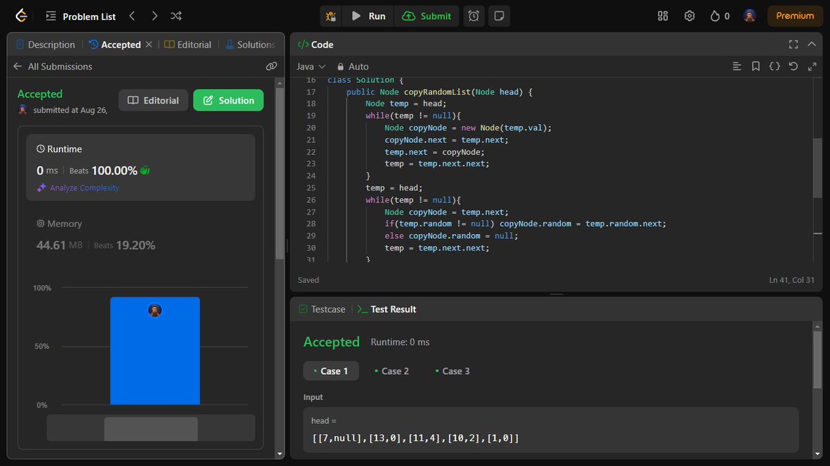 Mohd_Saqib_'s tweet photo. 🚀 Day 37 of #100DaysOfCoding 🚀
Dived deeper into Linked Lists today and solved:
✅ Rotate a Linked List
✅ Flatten a Linked List
✅ Clone a Linked List with random &amp; next pointers
Learning more every day! 🚀
#Java #CodingJourney #DSA #letsconnect #connect #100daysodcode #fyp https://t.co/6hxzezksDL
