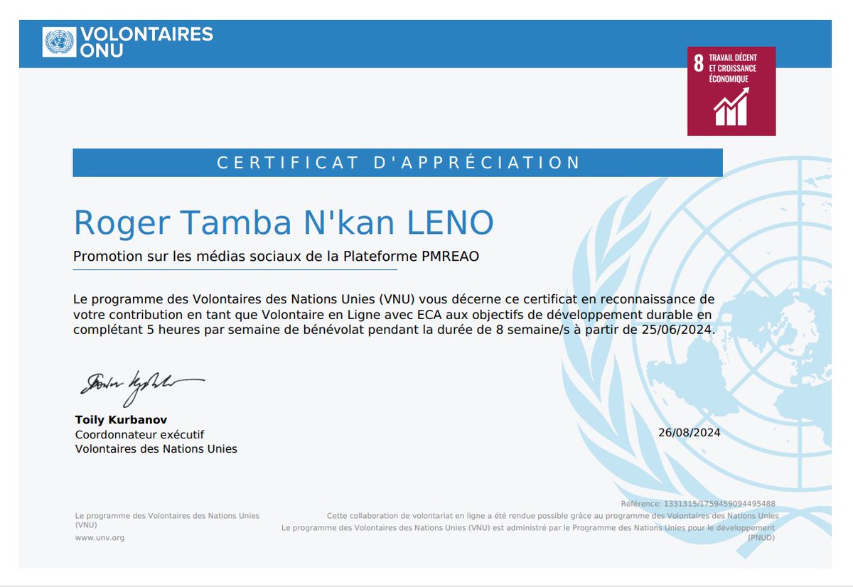 Roger Tamba Leno (@rogerleno6366) on Twitter photo Encore un escalier🧗‍♂️ franchis vers le niveau supérieur. C'est ma contribution à la réalisation des Objectifs de développement durable (ODD).
Merci <a href="/unfpa_guinee/">UNFPA GUINEE</a> par le leadership de M. <a href="/f_galtieri/">francesco.galtieri</a> <a href="/UNVolunteers/">UN Volunteers</a> et tous le staff UNFPA-Guinée. Encore un escalier🧗‍♂️ franchis vers le niveau supérieur. C'est ma contribution à la réalisation des Objectifs de développement durable (ODD).
Merci <a href="/unfpa_guinee/">UNFPA GUINEE</a> par le leadership de M. <a href="/f_galtieri/">francesco.galtieri</a> <a href="/UNVolunteers/">UN Volunteers</a> et tous le staff UNFPA-Guinée.