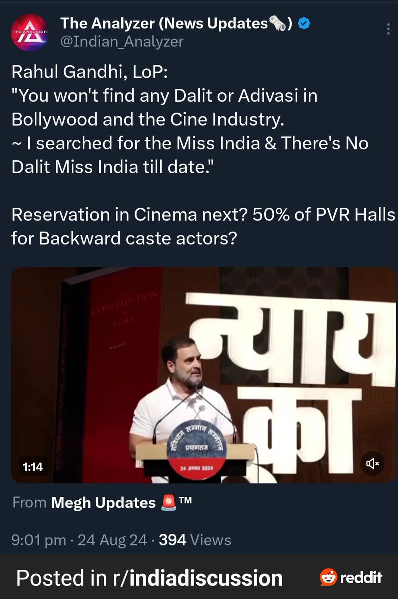 Pappu questions Why there is No Dalit Miss India till date. Reservation in B'wood next? 😹

#Reservation