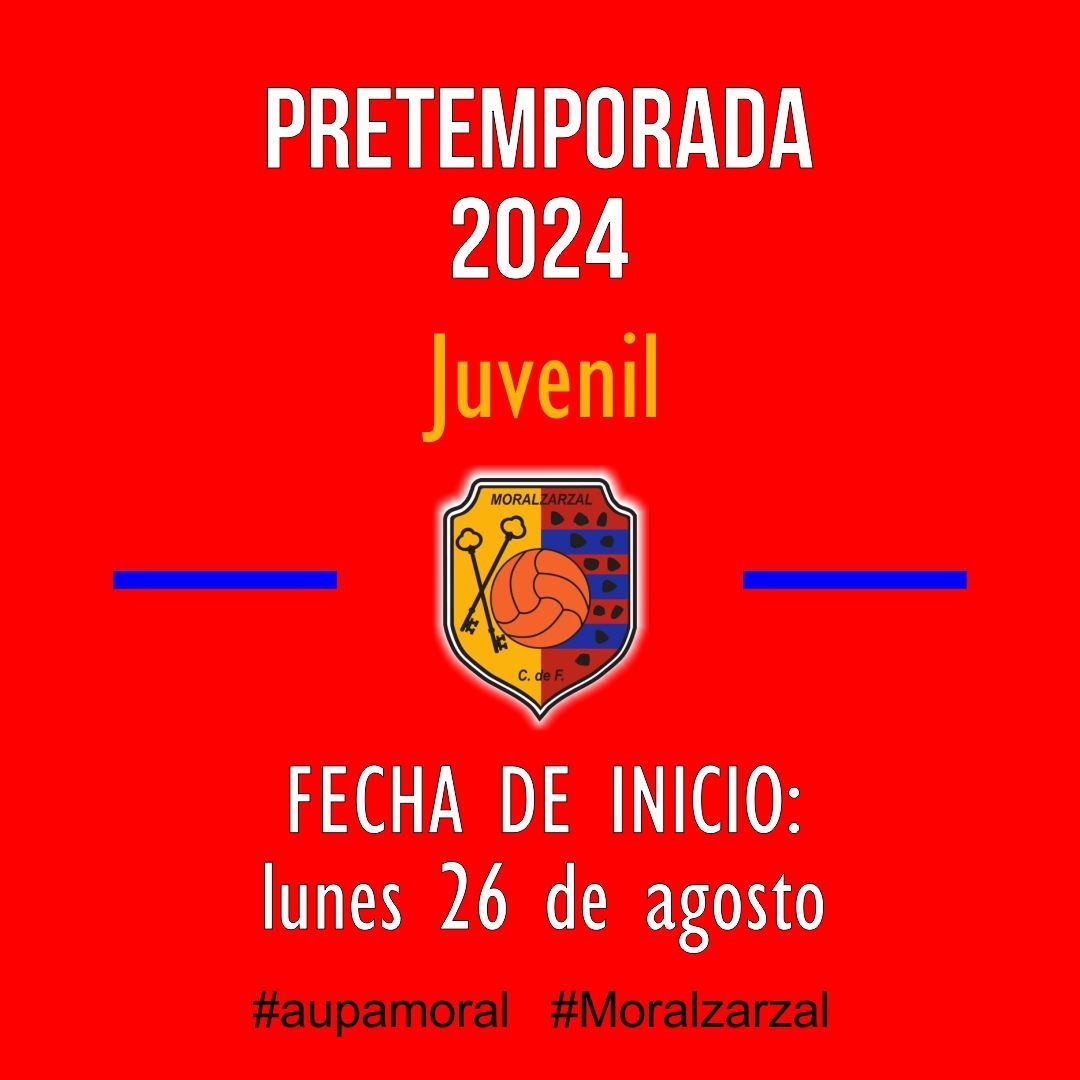 Esta tarde arrancan la pretemporada nuestros juveniles. Si te gusta jugar al fútbol y te apetece formar parte de nuestro club, pásate por el poli de #Moral a las 7 de la tarde y prueba. Vas a disfrutar de tu deporte favorito, seguro!! #aupamoral #Moralzarzal