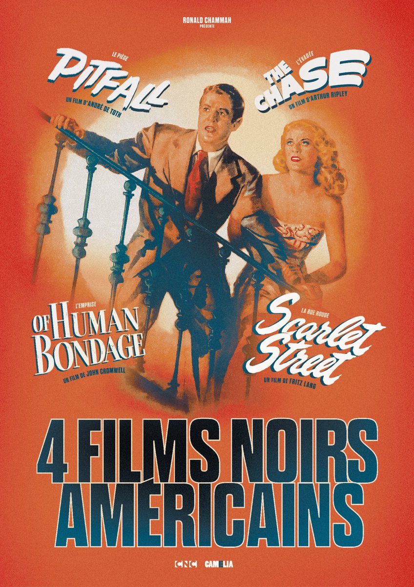 FuckCinephiles's tweet photo. Affiche pour le cycle 4 Films noirs américains concocté par @CameliaFilms et composé de 4 films en versions restaurées inédites : #LEmprise de John Cromwell, #LaRueRouge de Fritz Lang, #LÉvadée de Arthur Ripley et #Pitfall de André de Toth. RDV en salles dès le 18 septembre. https://t.co/VaSdxDkODs