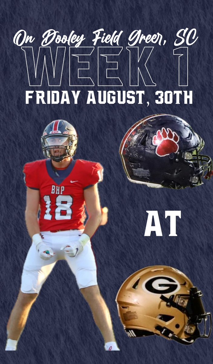 GAME WEEK 1. We will travel to Dooley Field (301 Chandler rd, Greer, SC) to take on the Yellow Jackets, Friday, August 30th. #tpw #thebestisyettocome #FAMILY