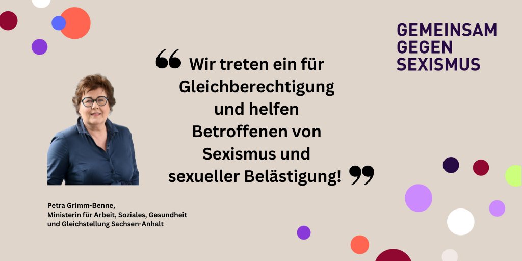 Als Gleichstellungsministerium #SachsenAnhalt sind wir Teil des vom <a href="/BMFSFJ/">Familien-, Senioren-, Frauen- & Jugendministerium</a> ins Leben gerufenen Bündnis <a href="/gegenSexismus/">Bündnis "Gemeinsam gegen Sexismus"</a>. Wir treten ein für #Gleichberechtigung &amp; helfen Betroffenen von Sexismus &amp; sexueller Belästigung. 
📚 Hier gibt´s Infos &amp; Materialien 👉gemeinsam-gegen-sexismus.de/materialien/#h…