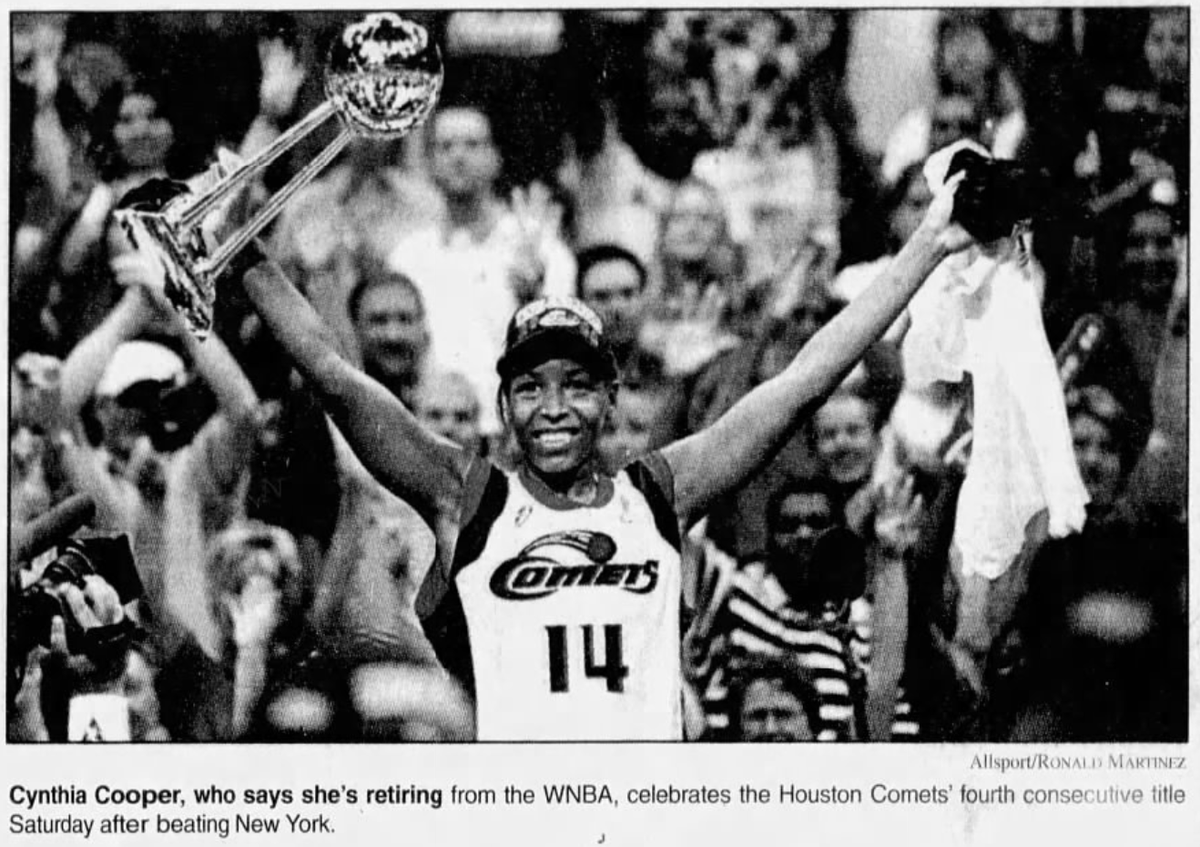 WBBTimeline's tweet photo. Back-to-back-to-back-to-back.
24 years ago today the Houston Comets won their 4th consecutive title.
The Comets beat the New York Liberty 79-73:
@airswoopes22: 31 PTS / 6 REB
@AllDecade14: 25 PTS / 7 AST / 4 REB
@IamTinaThompson: 11 PTS / 8 REB
The Compaq Center: 16,285 fans https://t.co/xgWRLMzpsE