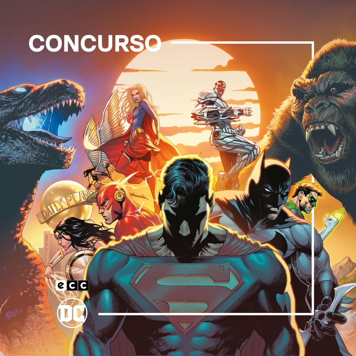 eccediciones's tweet photo. ¡CONCURSO – LIGA DE LA JUSTICIA VS. GODZILLA VS. KONG! Los héroes del Universo DC se ven las caras con dos de los mayores titanes del cine. ¡Participa y gana un ejemplar de este impactante crossover! ¿Cómo participar?

1. Sigue a @eccediciones
2. Haz repost a este post.
3. Responde: ¿Qué héroe o villano del Universo DC podría vencer a Godzilla y Kong?