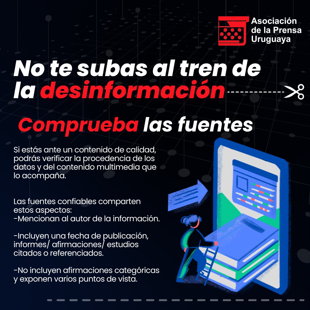 🔴"No te subas al tren de la desinformación"📢

Las fuentes confiables: 
-Mencionan al autor/a de la información. 
-Incluyen una fecha de publicación, informes/ afirmaciones/ estudios citados o referenciados. 
-No incluyen afirmaciones categóricas 

¡Contra las fake news!🎯