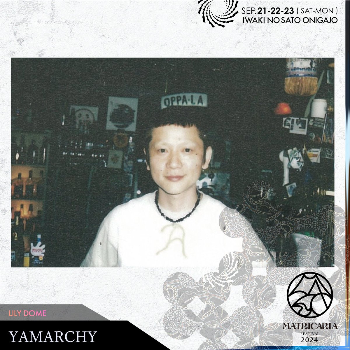 matricaria_lab's tweet image. 室内ステージLILY DOMEに登場するエネルギッシュなアーティストたちを紹介します。

-LILY DOME①-

【Yamarchy】#Leftfield #Acid #House…