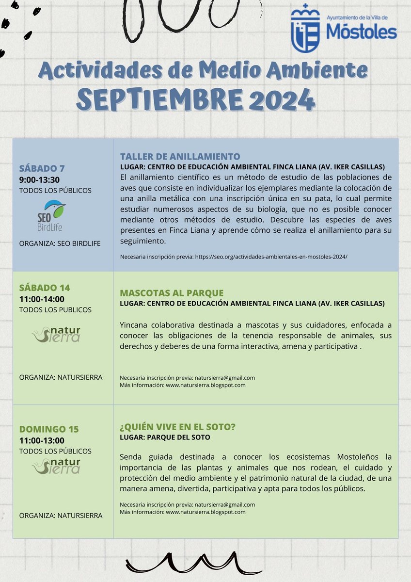 Actividades Medioambientales del mes de Septiembre
