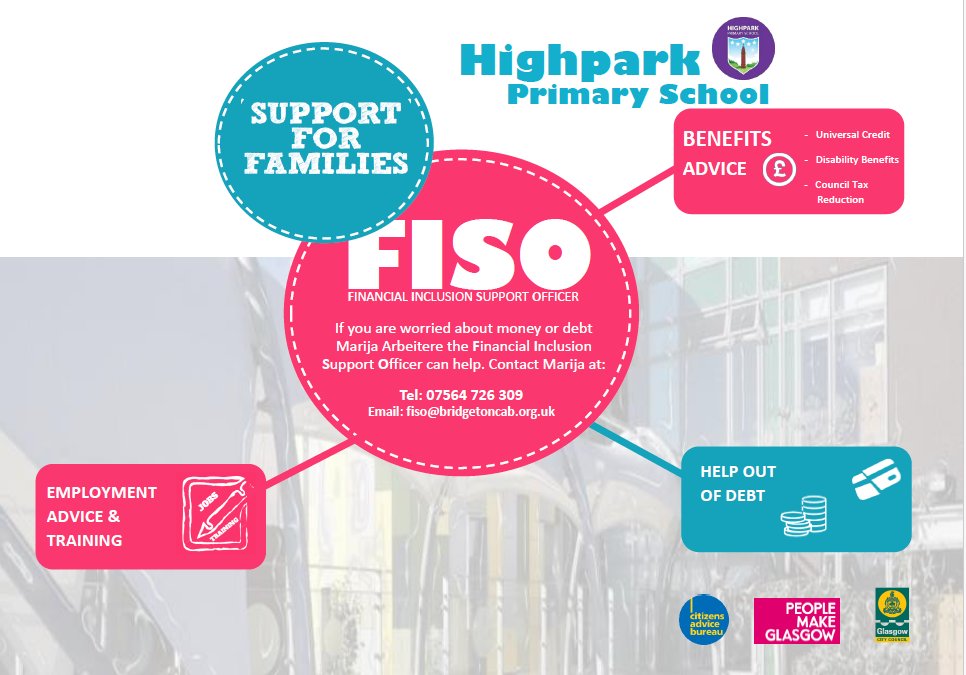Marija <a href="/FISO_Bridgeton/">FISO_BridgetonCAB</a> will be at Highpark on Wednesday 4th September to support with any cost of living, fuel voucher applications, benefit questions and travel applications. Telephone 0141 946 7073 or 07564726309 to book your free confidential appointment.