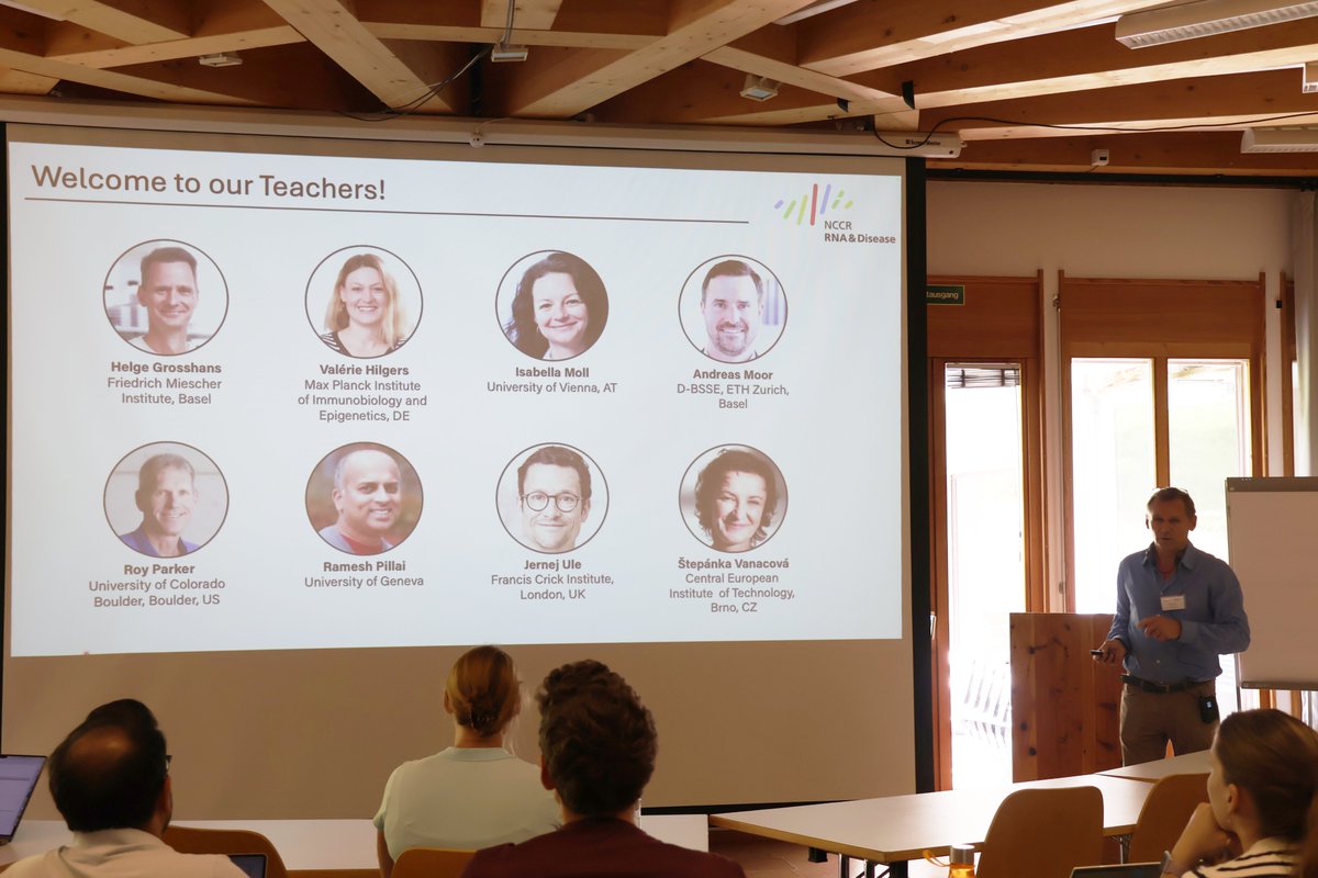 NCCR_RNADisease's tweet photo. This afternoon the 5th NCCR RNA &amp; Disease Summer School on "RNA Heterogeneity in Chemistry, Space and Time" kicked off in Saas-Fee, Switzerland, organized by @MariaHondele , @OMuhlemann, @FrankaVoigt &amp; Norbert Polacek
@unibern @snsf_ch , @LabGrosshans https://t.co/bSJwKNPPA8