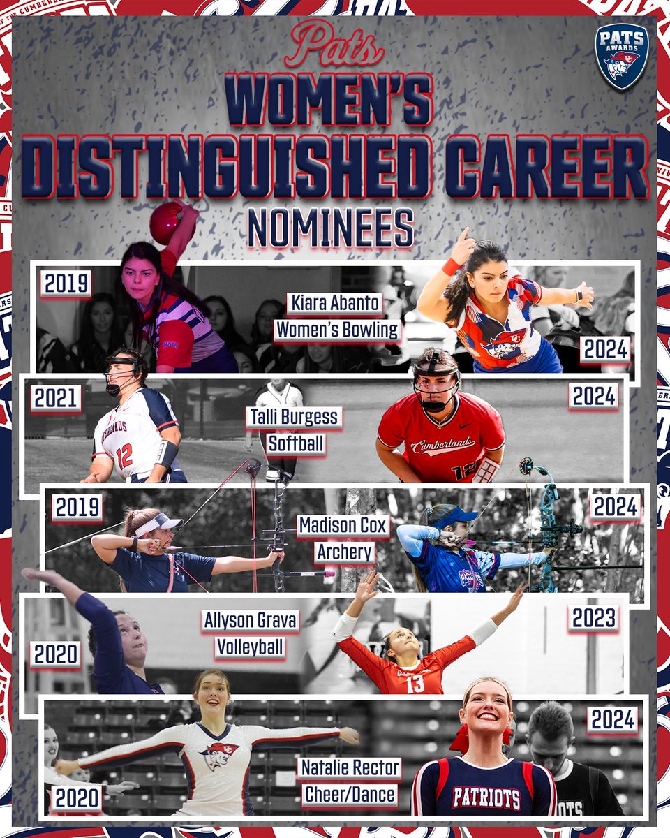 UC_Patriots's tweet photo. These athletes have found extensive success from numerous conference and national honors in their time as a Patriot. Here are the nominees for Men's and Women's Distinguished Career! #OneBigTeam #LoveTheLogo #PatsAwards2024 https://t.co/EPk6KMpMsR