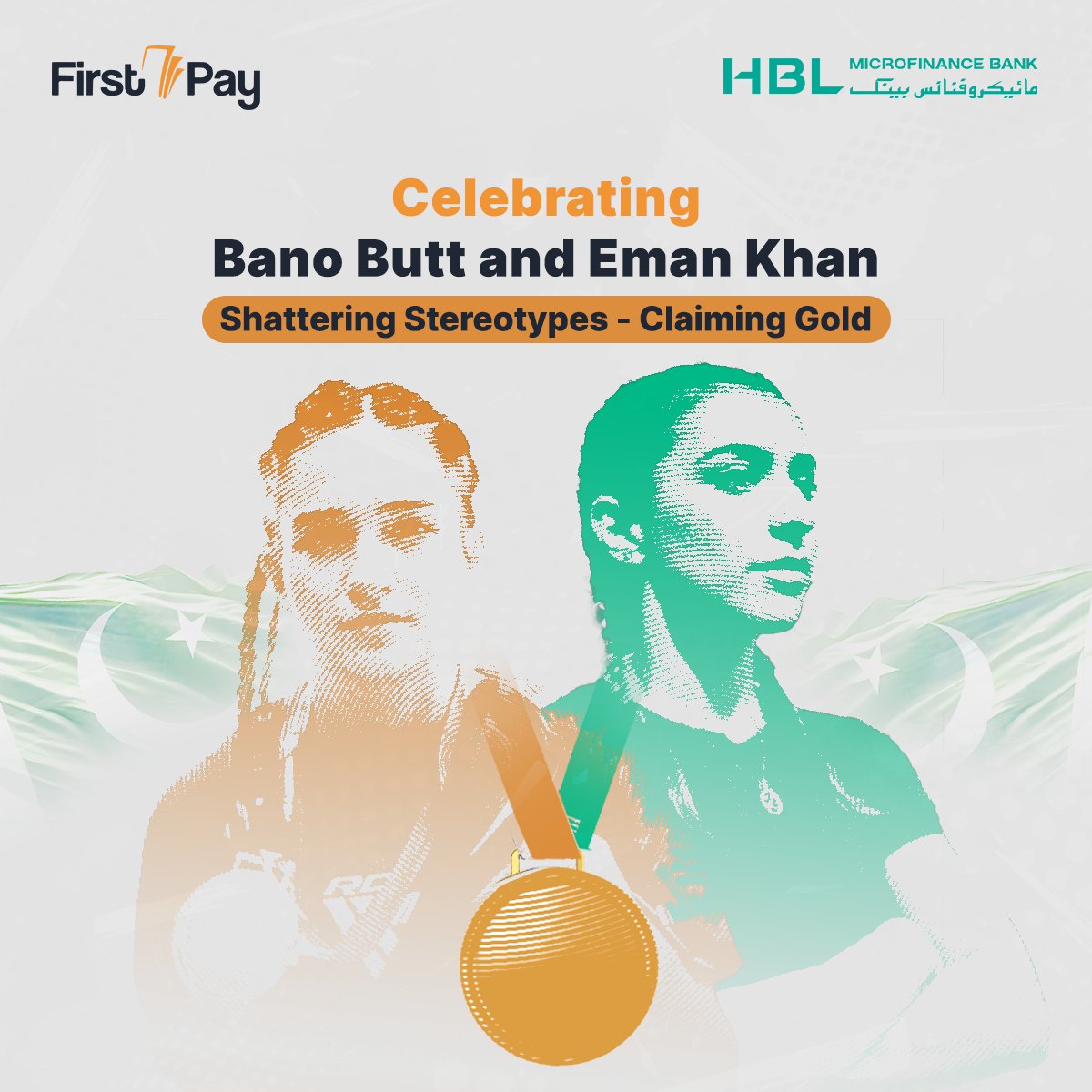HBLMfBDigital's tweet image. Congratulations to Bano Butt, the first Pakistani woman to win IMMAF gold in the AtomWeight category, and Eman Khan, who secured gold in Silver FlyWeight with a stunning RNC win!

#FirstPay #FirstPayMobileWallet #WomenEqualityDay #BanoButt #EmanKhan #IMMAF