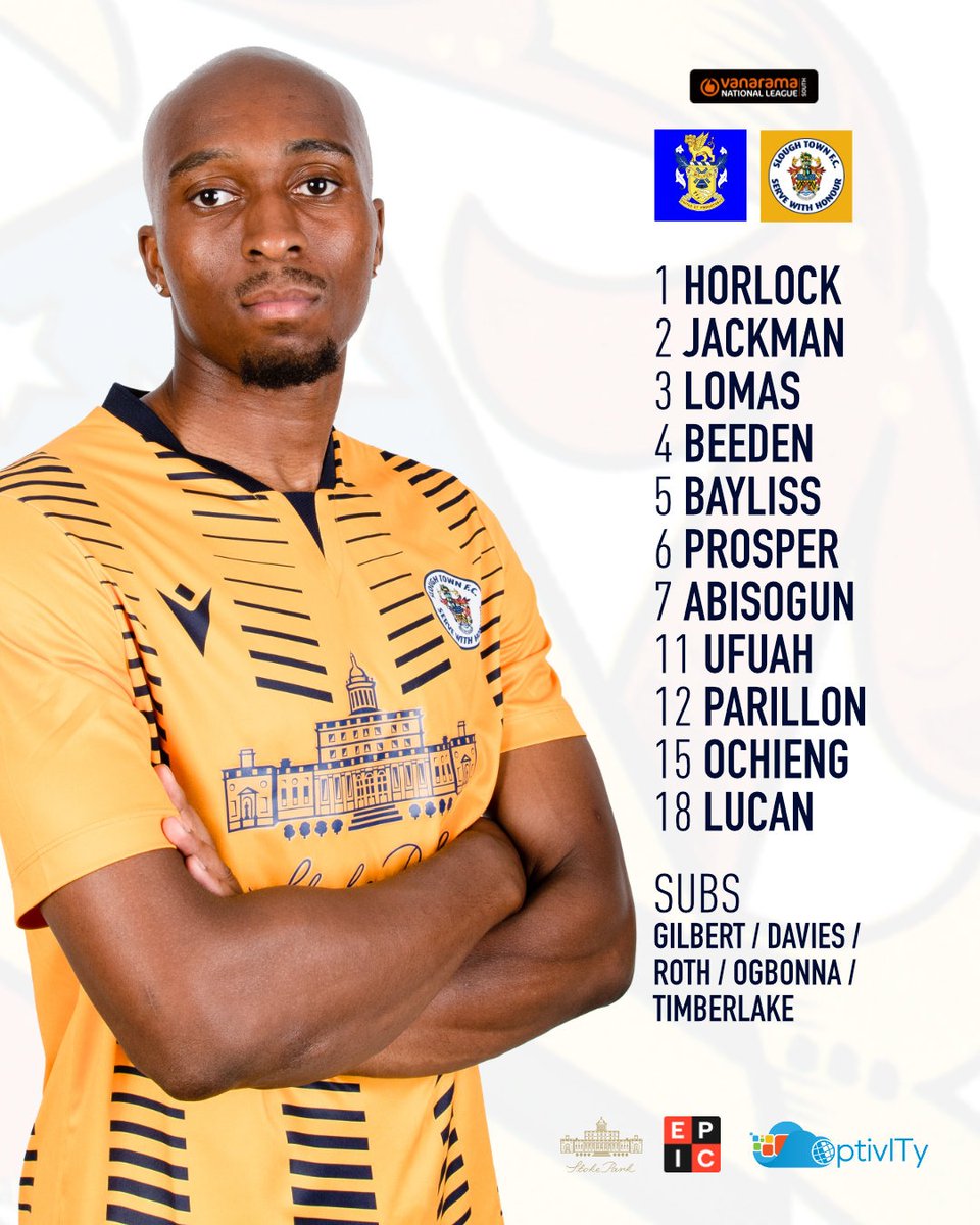 Four changes to the side that defeated Hornchurch on Saturday.

Abisogun, Ufuah, Beeden and Lomas move into the starting XI. They replace Davies, Spasov, Gilbert and Roth. ✅

#OneSlough