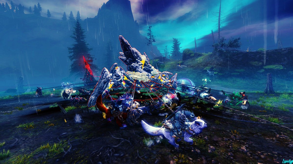 LuudysDen's tweet photo. Okay we're having so much fun in the new expansion !! 🐱
The new warclaw is so cool. 💚 I can't wait to see more. *v*
#GuildWars2 #GW2 #JanthirWilds #JW #screenshot #warclaw https://t.co/5shOFFMuop