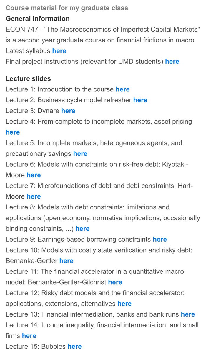 Thomas Drechsel (@td_econ) on Twitter photo Are you interested in learning about macroeconomic models with financial frictions?
I make the full course material for my PhD class on this topic available here:
econweb.umd.edu/~drechsel/teac…
Happy semester start from <a href="/UofMaryland/">Univ. of Maryland</a> Are you interested in learning about macroeconomic models with financial frictions?
I make the full course material for my PhD class on this topic available here:
econweb.umd.edu/~drechsel/teac…
Happy semester start from <a href="/UofMaryland/">Univ. of Maryland</a>