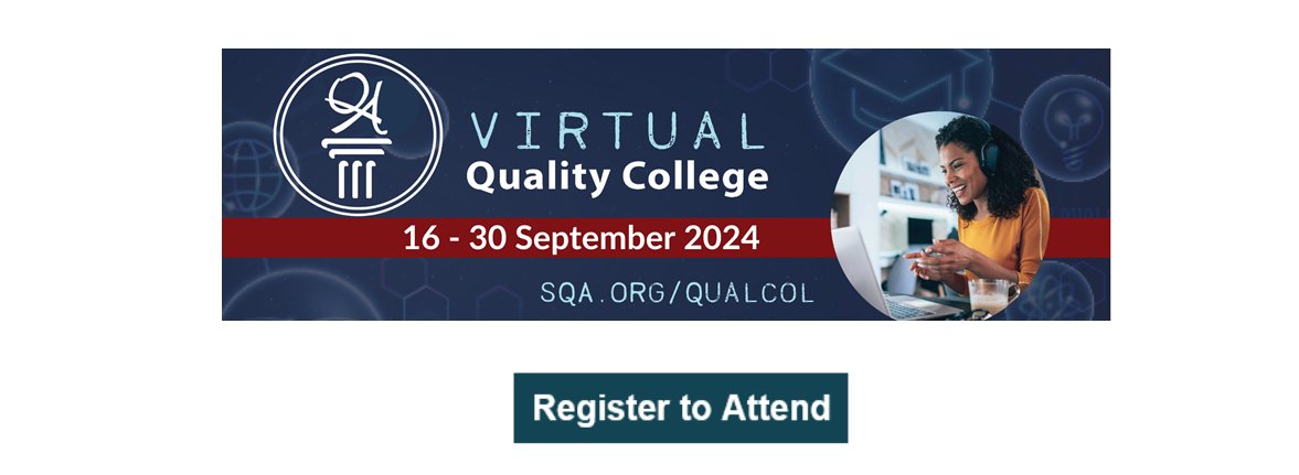 SQAHeadquarters's tweet photo. Register today for discounted early registration rates for our upcoming September Quality College.

Check out courses in #AI, #Compliance Tools, #auditing techniques, and more.

Last chance to lock in your spot at a lower rate! 

#Quality #QA https://t.co/9uhHrY0idd