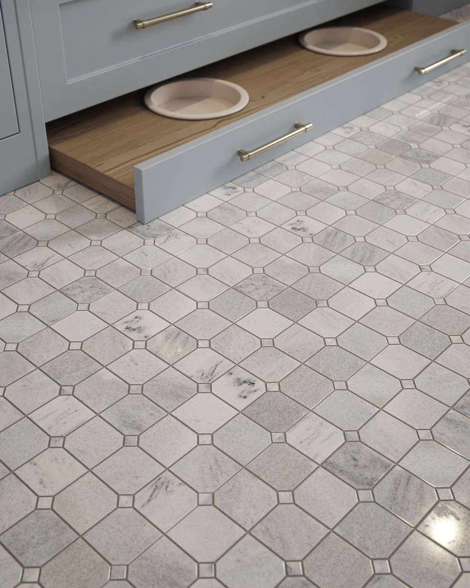 Ready to switch up your space into a timeless sanctuary? The Fortune Mosaic’s mix of grey and white marble, with its classic square pattern and mini diamond accents, brings all the style and polish you need. Perfect for that DIY upgrade!