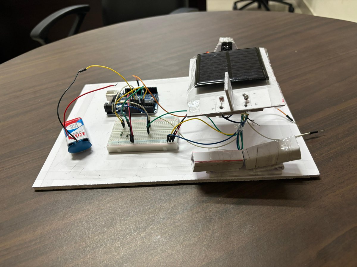 SenanayakLab's tweet photo. Excited to share that 2 summer interns at #NDPL of first year BSMS developed an innovative prototype that keeps solar panels self-aligned to sun ALWAYS! A remarkable feat at this stage, wishing them all the best @Pratik_kalel24 @rohan_bhide
@PSenanayak @DAEIndia @niser_official https://t.co/Vo386UpfjX