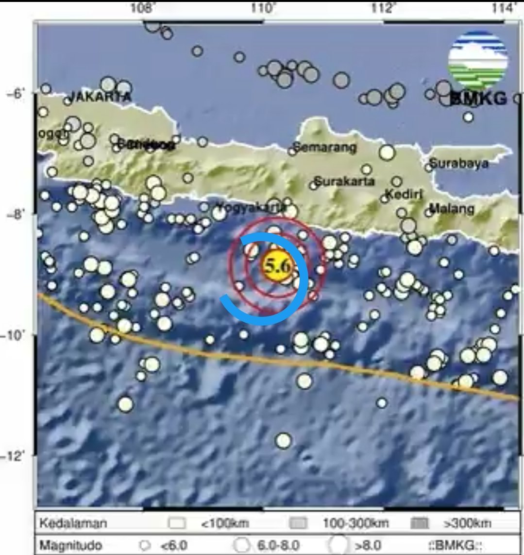 merapi_uncover's tweet photo. #Gempa Mag:5.6, 26-Aug-2024 19:57:39WIB, Lok:8.85LS, 110.24BT (103 km BaratDaya GUNUNGKIDUL-DIY), Kedlmn:10 Km #BMKG 
Disclaimer:Informasi ini mengutamakan kecepatan, sehingga hasil pengolahan data belum stabil dan bisa berubah seiring kelengkapan data | @infoBMKG https://t.co/toBcVBGUSl
