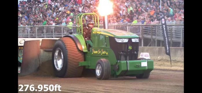NickElchinger's tweet photo. This past weekend we were able to FINALLY debut the new toy.  Had a good clean run, now we can start dialing it in! #Dream  #johndeere #prostock @BaileyElchinger  @benelchinger https://t.co/wGrqAwy41X