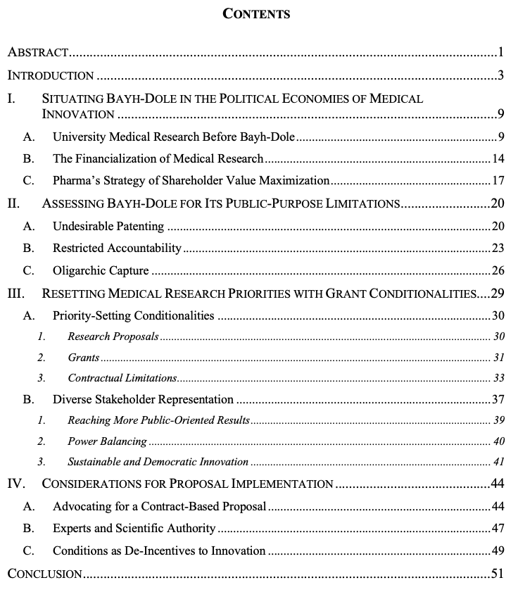 My *job market paper "Beyond Patents"* uses health justice and political economy frameworks to show Bayh-Dole legacies in health technology access as a public investment return problem and suggest NIH grant conditionalities as a solution. I look forward to sharing and discussing!